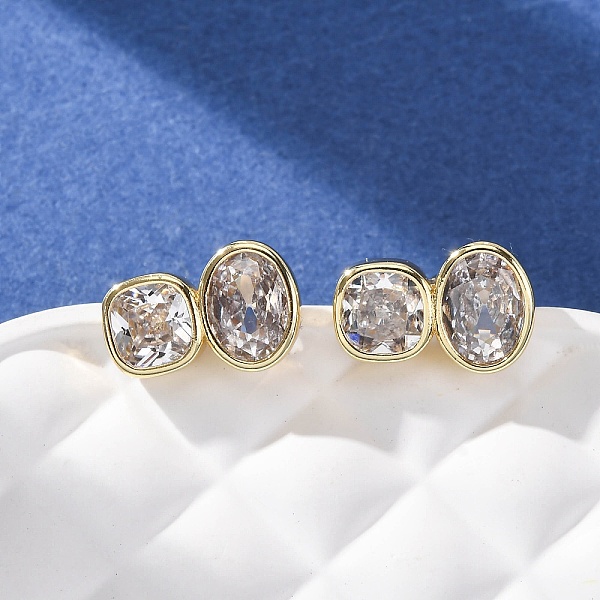 Aretes con pavé de latón y circonitas cúbicas