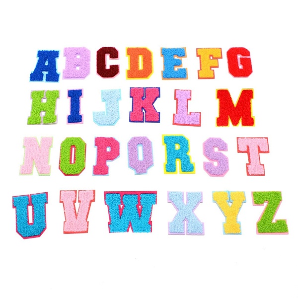 

PandaHall Computerized Embroidery Cloth Iron on/Sew on Patches, Costume Accessories, Appliques, Letter A~Z, Mixed Color, 68.5~71x29~77x3mm..., Multicolor