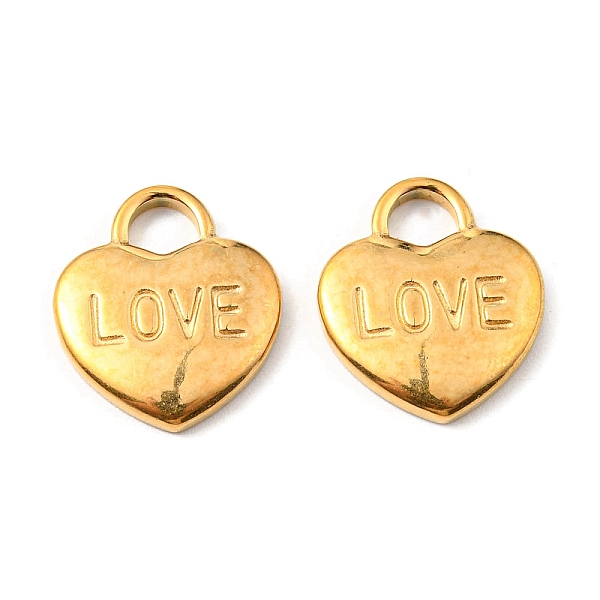 

PandaHall 304 Stainless Steel Pendants, Heart, with Word Love, Valentine's Day, Golden, 17x15x2.5mm, Hole: 4x4.5mm 304 Stainless Steel Heart