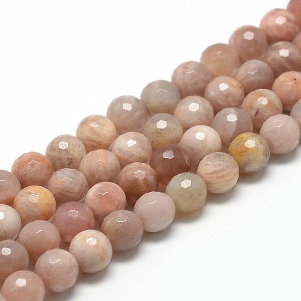 

PandaHall Natural Sunstone Beads Strands, Faceted(128 Facets), Round, 8~9mm, Hole: 1mm, about 45~50pcs/strand, 15.7 inch Sunstone Round