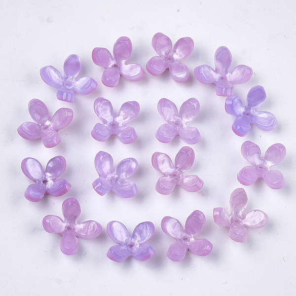 

PandaHall Cellulose Acetate(Resin) Bead Caps, 4-Petal, Flower, Plum, 13x13x3mm, Hole: 1mm Cellulose Acetate Purple