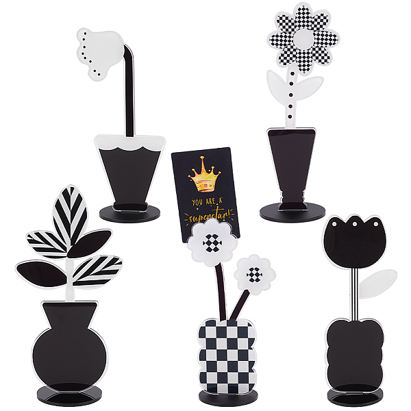 

PandaHall GOMAKERER 5 Pcs Desk Memo Holder Stand, Acrylic Flower Table Photo Display Clips Paper Photo Holder for Home Office Picture Memo...