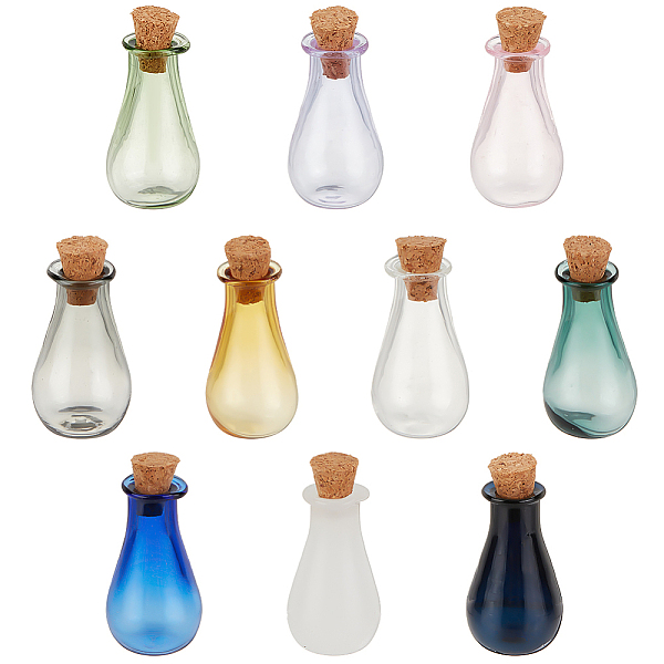 

PandaHall 9pcs 9 colors Glass Cork Bottles Ornament, Glass Empty Wishing Bottles, DIY Vials for Pendant Decorations, Mixed Color..., Multicolor