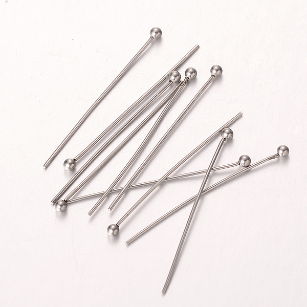 

PandaHall 304 Stainless Steel Ball Head Pins, Stainless Steel Color, 30x0.6mm, 22 Gauge, Head: 2mm 304 Stainless Steel