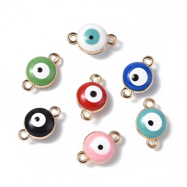 

PandaHall Alloy Enamel Connector Charms, Golden, Evil Eye Links, Mixed Color, 7x11x5mm, Hole: 1mm Alloy+Enamel Evil Eye Multicolor