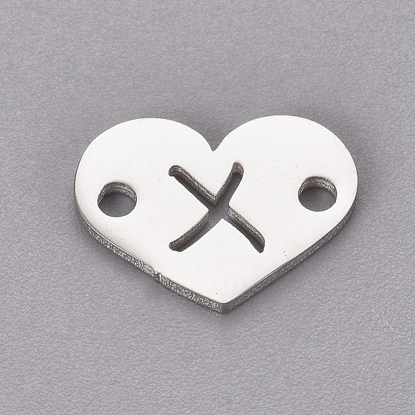 

PandaHall 304 Stainless Steel Links, Heart with Letter, Stainless Steel Color, Letter.X, 9x12x1mm, Hole: 1.2mm 304 Stainless Steel Heart