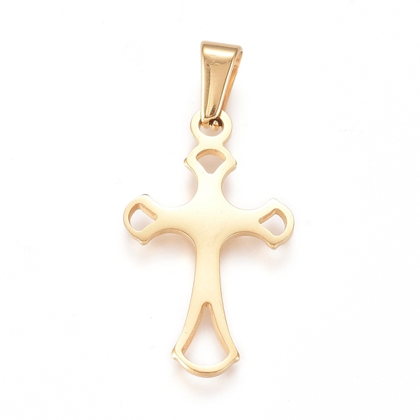 

PandaHall 304 Stainless Steel Pendants, Cross, Golden, 28x16.5x1.5mm, Hole: 8x3mm 304 Stainless Steel Cross