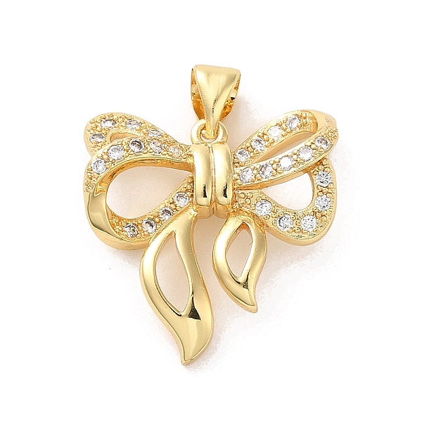 

PandaHall Rack Plating Brass Micro Pave Clear Cubic Zirconia Pendants, Long-Lasting Plated, Cadmium Free & Lead Free, Bowknot, Real 18K Gold...