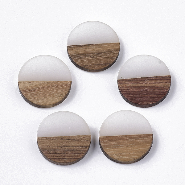 

PandaHall Resin & Walnut Wood Cabochons, Flat Round, WhiteSmoke, 18x3.5mm Resin+Wood Flat Round White