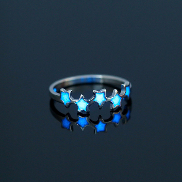 

PandaHall Luminous 304 Stainless Steel Star Finger Ring, Glow In The Dark Jewelry for Women, Stainless Steel Color, US Size 7 3/4(17.9mm)...