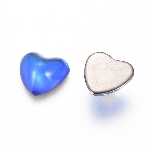 

PandaHall Transparent K9 Glass Cabochons, Flat Back, Heart, Mixed Color, 10x10x4mm Glass Heart Multicolor