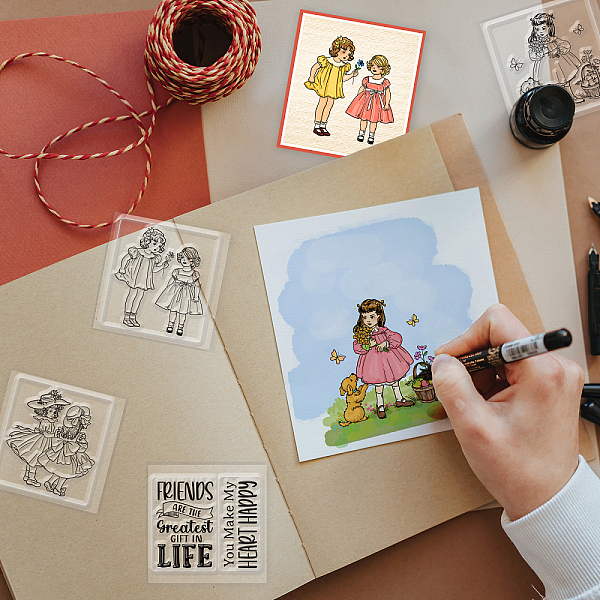 

PandaHall 4Pcs 4 Styles PVC Stamp, for DIY Scrapbooking, Human, 55x55mm, 1pc/style Plastic Human