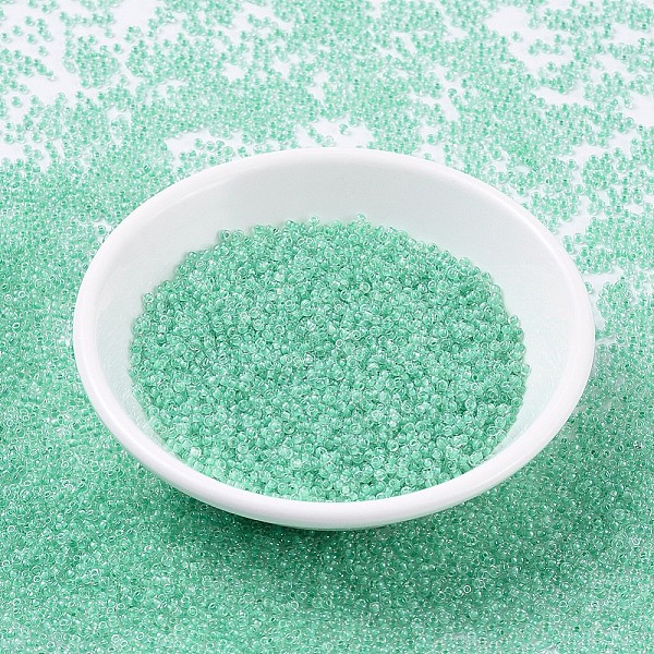

PandaHall MIYUKI Round Rocailles Beads, Japanese Seed Beads, 11/0, (RR219) Dark Mint Green Lined Crystal, 11/0, 2x1.3mm, Hole: 0.8mm, about..., Cyan