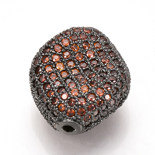 

PandaHall Brass Micro Pave Cubic Zirconia Beads, Oval, Dark Orange, Gunmetal, 20x17x9mm, Hole: 1.5mm Brass+Cubic Zirconia Oval Orange