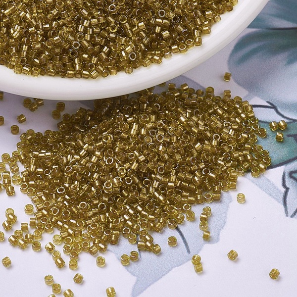 

PandaHall MIYUKI Delica Beads, Cylinder, Japanese Seed Beads, 11/0, (DB0909) Sparkling Honey Beige Lined Chartreuse, 1.3x1.6mm, Hole: 0.8mm..., Green