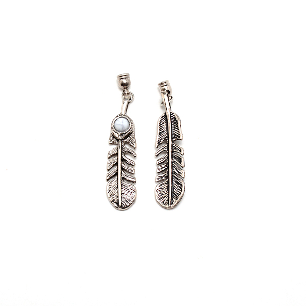 

PandaHall Electroplate Zinc Alloy Cord Ends, with Feather Pendants, with Natural Howlite, Antique Bronze, White, 57mm, Pendant: 48x12x7mm...