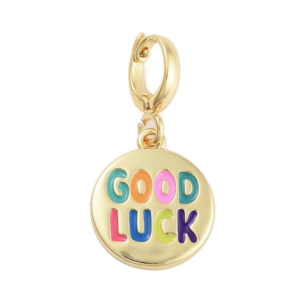

PandaHall Brass Enamel Pendants, Flat Round with Word Good Luck Charms, Real 18K Gold Plated, 16.5x14x1.5mm, Hole: 5x6mm Brass+Enamel Flat...