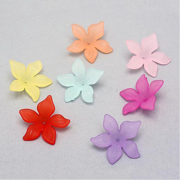 

PandaHall Transparent Acrylic Beads, Frosted, Flower, Mixed Color, 29x27x7mm, Hole: 1.5mm, about 568pcs/500g Acrylic Flower Multicolor