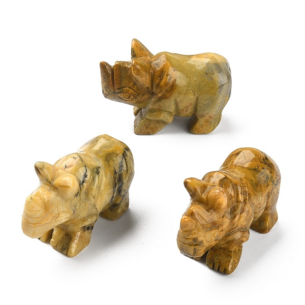 

PandaHall Natural Crazy Agate Carved Healing Rhinoceros Figurines, Reiki Stones Statues for Energy Balancing Meditation Therapy...
