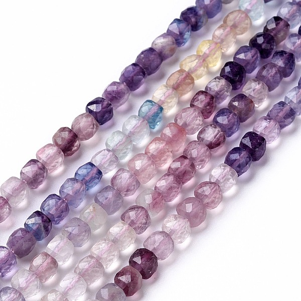 

PandaHall Natural Fluorite Beads Strands, Faceted, Cube, 4x4x4mm, Hole: 0.7mm, about 96pcs/strand, 15.43 inch(39.2cm) Fluorite Cube
