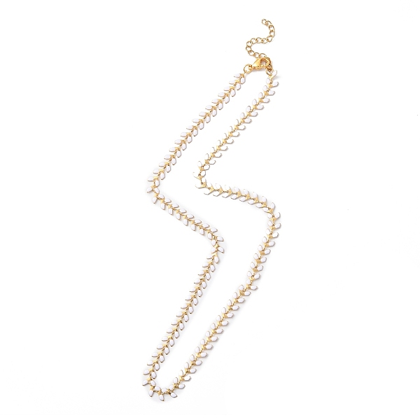 

PandaHall Enamel Ear of Wheat Link Chain Necklace, Vacuum Plating 304 Stainless Steel Jewelry for Women, White, 17-1/2~17-5/8 inch...