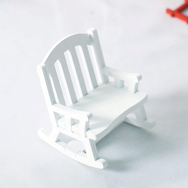 

PandaHall Wooden Rocking Chair Ornaments, Micro Landscape Home Dollhouse Accessories, Pretending Prop Decorations, White, 58x48x65mm Wood...