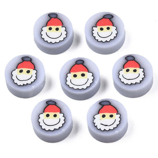 

PandaHall Handmade Polymer Clay Beads, Flat Round with Father Christmas, Red, 9~9.5x4mm, Hole: 1.6mm Polymer Clay Flat Round Red