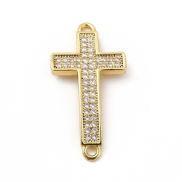 

PandaHall Rack Plating Brass Micro Pave Clear Cubic Zirconia Connector Charms, Cadmium Free & Lead Free, Religion Cross Links, Real 18K Gold...