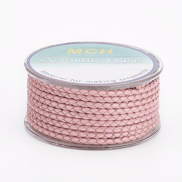 

PandaHall Eco-Friendly Braided Leather Cord, Leather Jewelry Cord, Jewelry DIY Making Material, Pink, 3mm, about 5.46 yards(5m)/roll Leather...