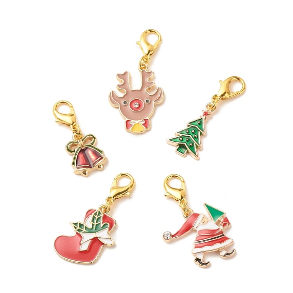 

PandaHall Christmas Theme Alloy Enamel Pendant Decorations, Lobster Clasp Charms, Clip-on Charms, for Keychain, Purse, Backpack Ornament..., Multicolor