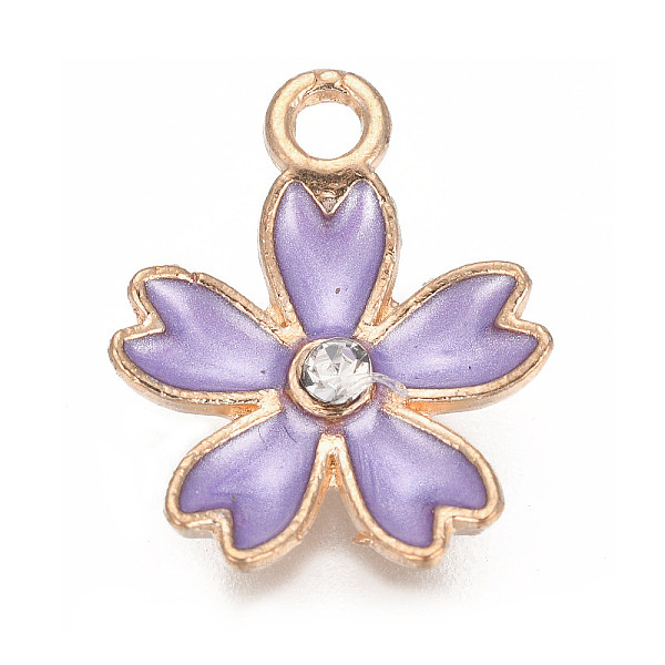 

PandaHall Alloy Enamel Pendants, with Crystal Rhinestone, Sakura Flower, Golden, Purple, 17x14x2.5mm, Hole: 1.6mm Alloy Rhinestone+Enamel...