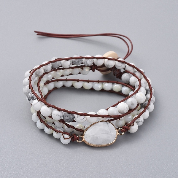 Braccialetti Con Rivestimento In Vetro Sfaccettato E Perle Di Howlite Naturali