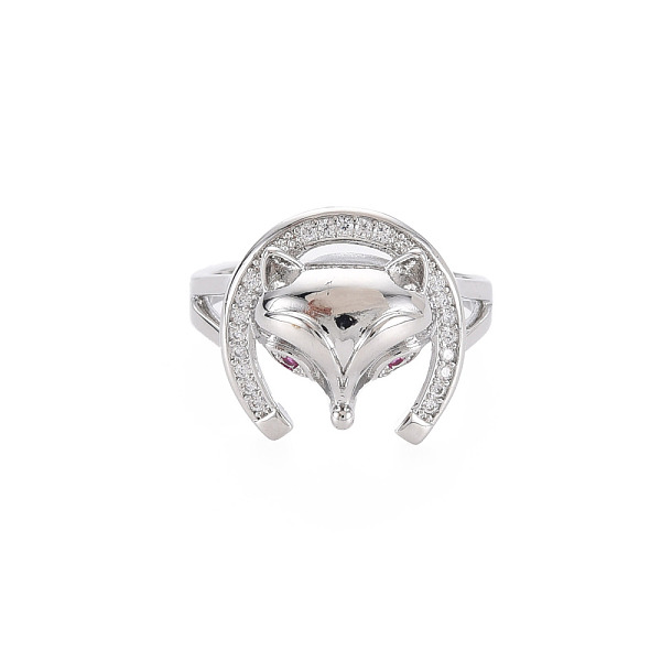 

PandaHall Brass Micro Pave Cubic Zirconia Cuff Rings, Open Rings for Women, Cadmium Free & Nickel Free & Lead Free, Fox, Camellia, US Size 7..., Pink