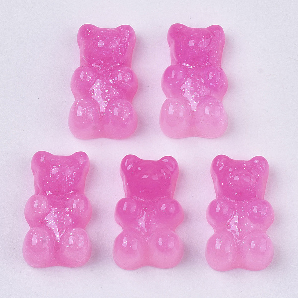 

PandaHall Opaque Resin Cabochons, with Glitter Powder, Two Tone, Bear, Deep Pink, 18x11x8mm Resin Bear