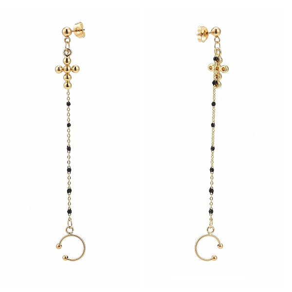 

PandaHall Brass Enamel Cable Chains & Cross Charms Dangle Stud Earrings, Golden, with 304 Stainless Steel Pin & Clip-on Earring Findings..., Black