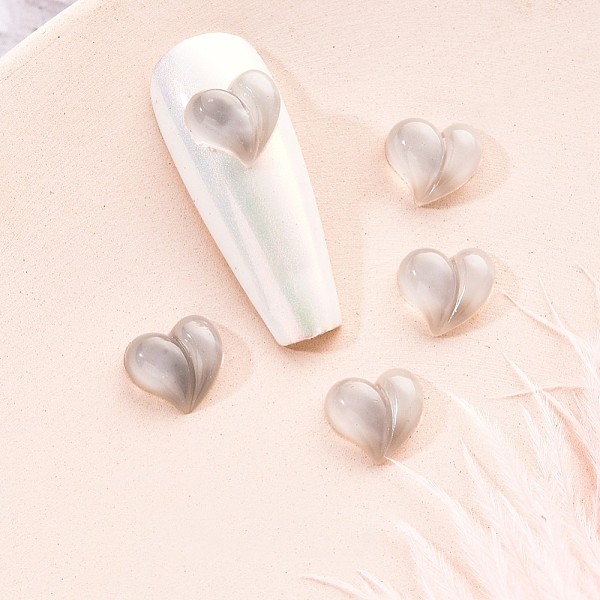

PandaHall Resin Cabochons, Peach Heart, Nail Art Decoration Accessories, Light Steel Blue, 8x8mm, 10pcs/bag Resin Heart Silver