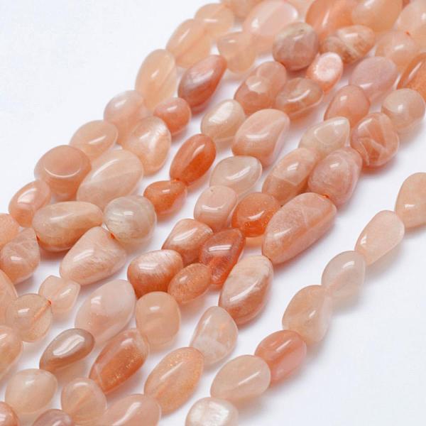 PandaHall Natural Sunstone Beads Strands, Tumbled Stone, Nuggets, 5x4mm, Hole: 1mm, 15.7 inch~15.9 inch(40~40.5cm) Sunstone Nuggets