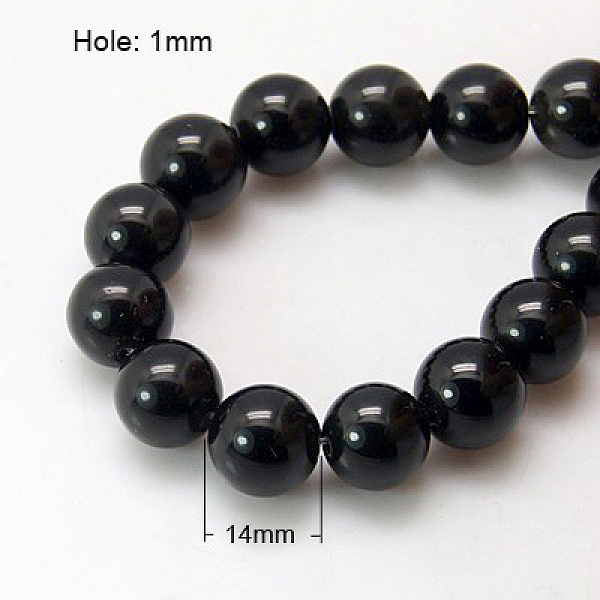

PandaHall Synthetic Black Stone Beads Strands, Dyed, Round, Black, 14mm, Hole: 1mm, about 14pcs/strand, 7.8 inch Black Stone Round Black