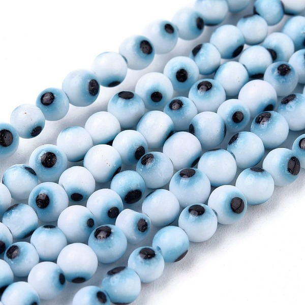 

PandaHall Handmade Evil Eye Lampwork Round Bead Strands, White, 4mm, Hole: 1mm, about 100pcs/strand, 14.56 inch Lampwork Evil Eye White
