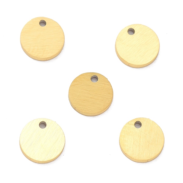 PandaHall Ion Plating(IP) 304 Stainless Steel Pendants, Stamping Blank Tag, Laser Cut, Double Side Drawbench Effect, Flat Round, Golden...