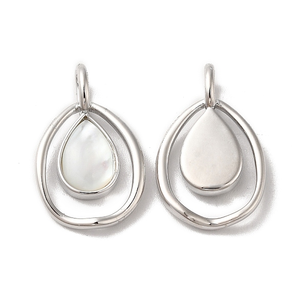 

PandaHall Brass Pendants, with Shell, Teardrop Charms, Platinum, 21x13x3~5mm, Hole: 3.4x2.7mm Shell Teardrop