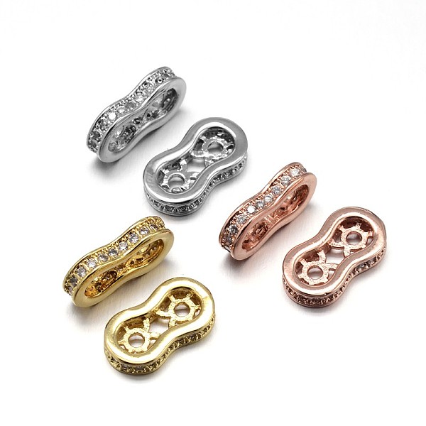 

PandaHall Brass Micro Pave Cubic Zirconia Spacer Bars, Lead Free & Cadmium Free & Nickel Free, Clear, Mixed Color, 13x7x2.5mm, Hole: 1mm...
