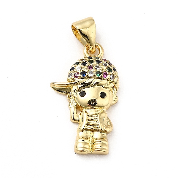 

PandaHall Brass Micro Pave Cubic Zirconia Pendants, Long-Lasting Plated, Real 18K Gold Plated, Boy Charm with Cap, Colorful, 20x12x4mm, Hole..., Multicolor