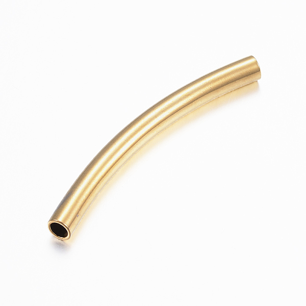 

PandaHall 304 Stainless Steel Tube Beads, Curved Tube Noodle Beads, Curved Tube, Real 24K Gold Plated, 53x5mm, Hole: 3.5x4mm 304 Stainless...