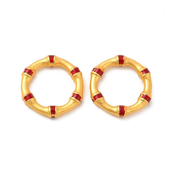 

PandaHall Rack Plating Alloy Enamel Linking Rings, Lead Free & Cadmium Free & Nickel Free, Round Swimming Ring, Matte Gold Color, Red...
