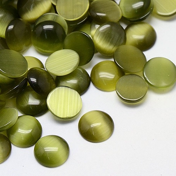 

PandaHall Cat Eye Cabochons, Half Round, Olive, 25x4.5mm Glass Half Round Green