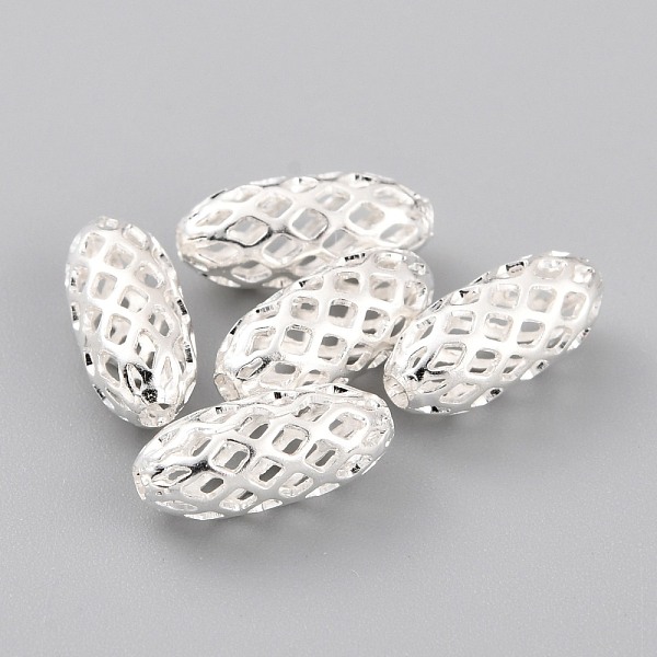 

PandaHall Brass Beads, Long-Lasting Plated, Hollow Out, Rice, 925 Sterling Silver Plated, 11x5mm, Hole: 1.4mm Brass Rice