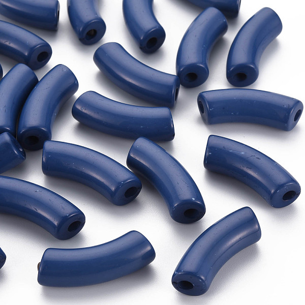 

PandaHall Opaque Acrylic Beads, Curved Tube, Prussian Blue, 36x13.5x11.5mm, Hole: 4mm, about 148pcs/500g Acrylic Tube