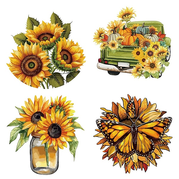 

PandaHall GORGECRAFT 4Pcs Spring Summer Sunflower Window Clings Sticker Flower Butterfly Animal Wall Decorative Sticker Removable Adhesive...