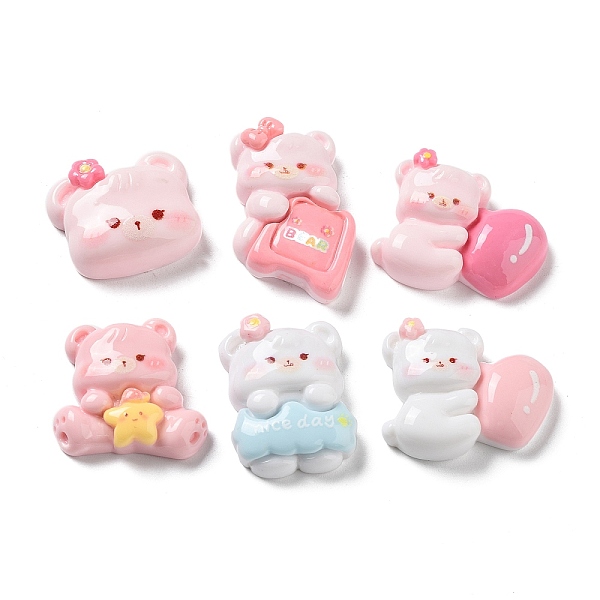 

PandaHall Opaque Resin Cabochons, Bear, Pink, 17.5~24x18~26x8~8.5mm Resin Bear Pink